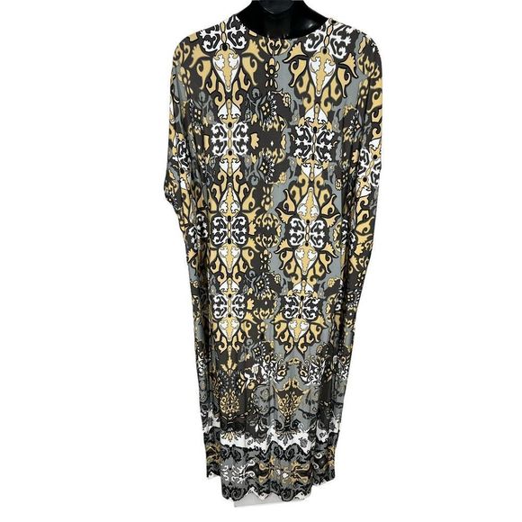 Joan Rivers Gray & Black Printed Caftan Women’s Size Large - Picture 3 of 6